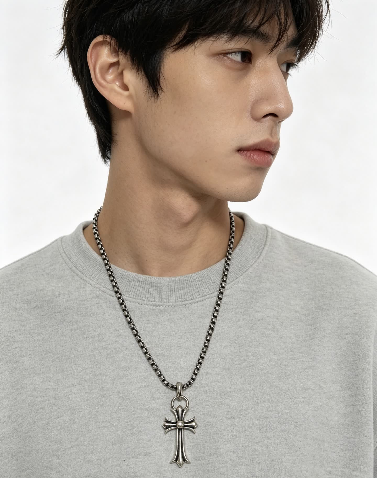 Chrome Hearts Silver Cross Pendant Necklace